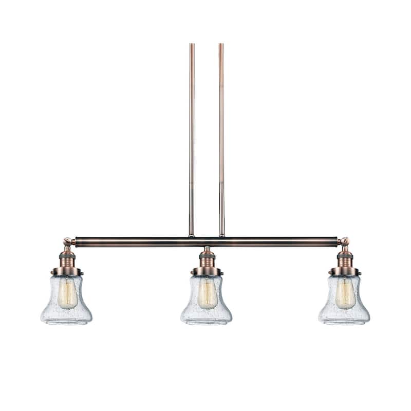 Innovations Lighting Bellmont 3 Light 39" Wide Linear Chandelier - Antique Copper / Seedy