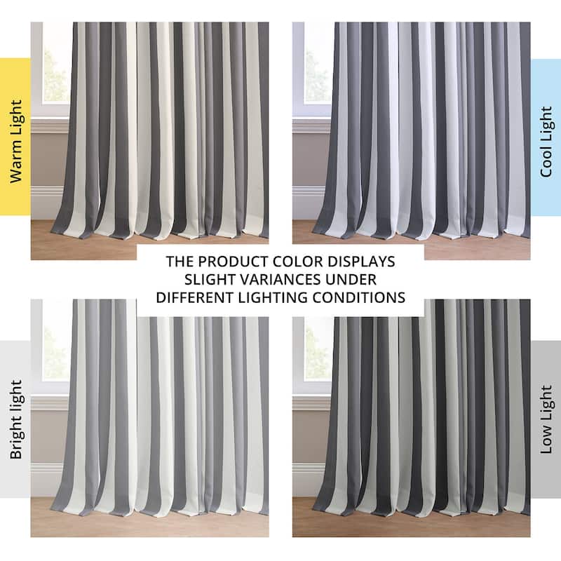 Exclusive Fabrics Villanova Striped Grommet Waterproof Light Filtering Outdoor and Indoor Curtains (1 Panel)