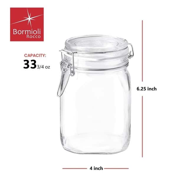 dimension image slide 0 of 4, Bormioli Rocco Fido Jar with Airtight Rubber Gasket