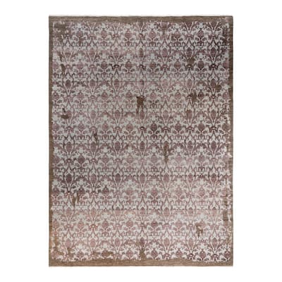 Ikat One-of-a-Kind Hand-Knotted Area Rug, Brown - 9' 1" x 12' 1"