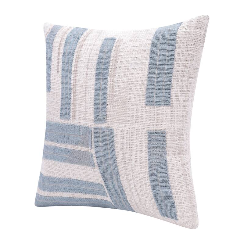 Handwoven Striped Square Throw Pillow Cover - 20" - Beige and Blue