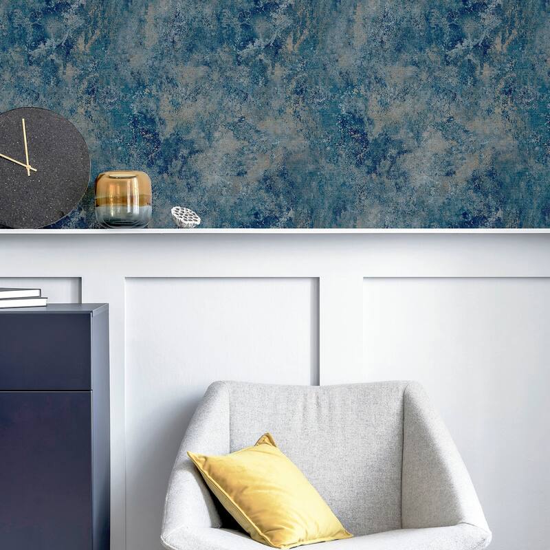 Arthouse Gideon Dark Blue Distressed Wallpaper