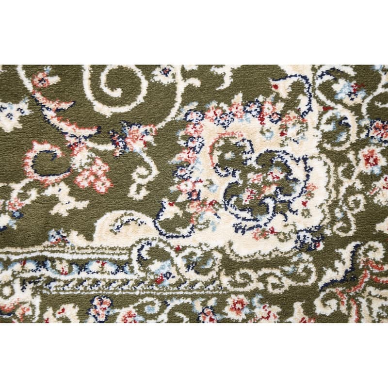 Green Floral Medallion Transitional Turkish Rug Oriental Carpet