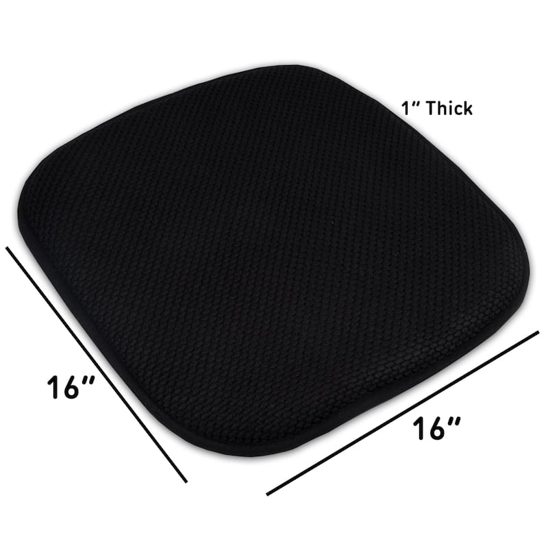 Sweet Home Collection Honeycomb Memory Foam No Slip Back Chair Pad Cushion Black 16" x 16"