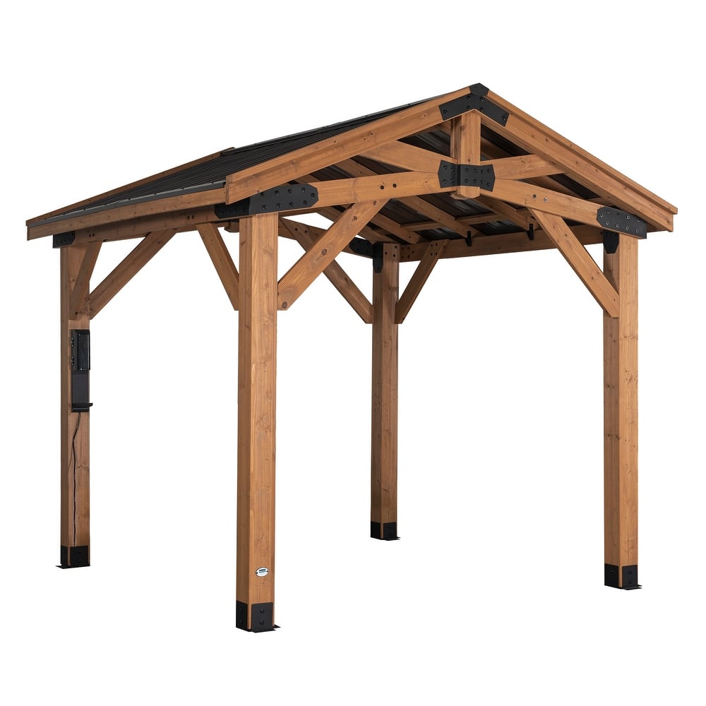 Backyard Discovery Norwood 10x10' Cedar Wood Gazebo with Steel Roof