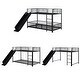 preview thumbnail 27 of 36, Unique Design Twin over Twin Size Metal Bunk Bed with Slide and Guardrails