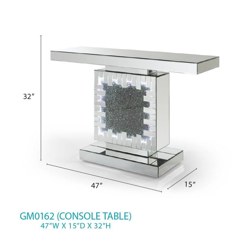 Decor 47.2 in. Silver Rectangle Glass Top Console Table