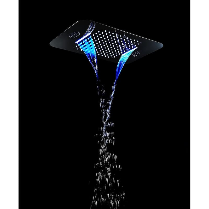 DeerCreek 23" Shower System- LED Music Railfall Waterfall Thermostatic Faucet Slide Bar Jets - MB 1 - Matte Black