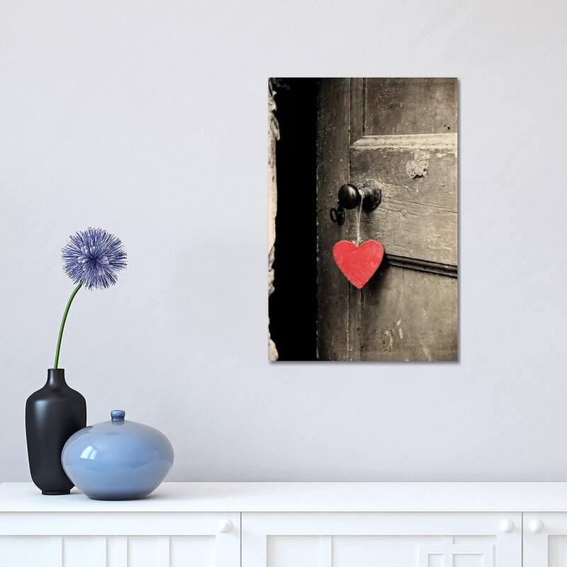 iCanvas "Antique Door With Red Heart" by Tom Quartermaine Canvas Print - 18x12x1.5