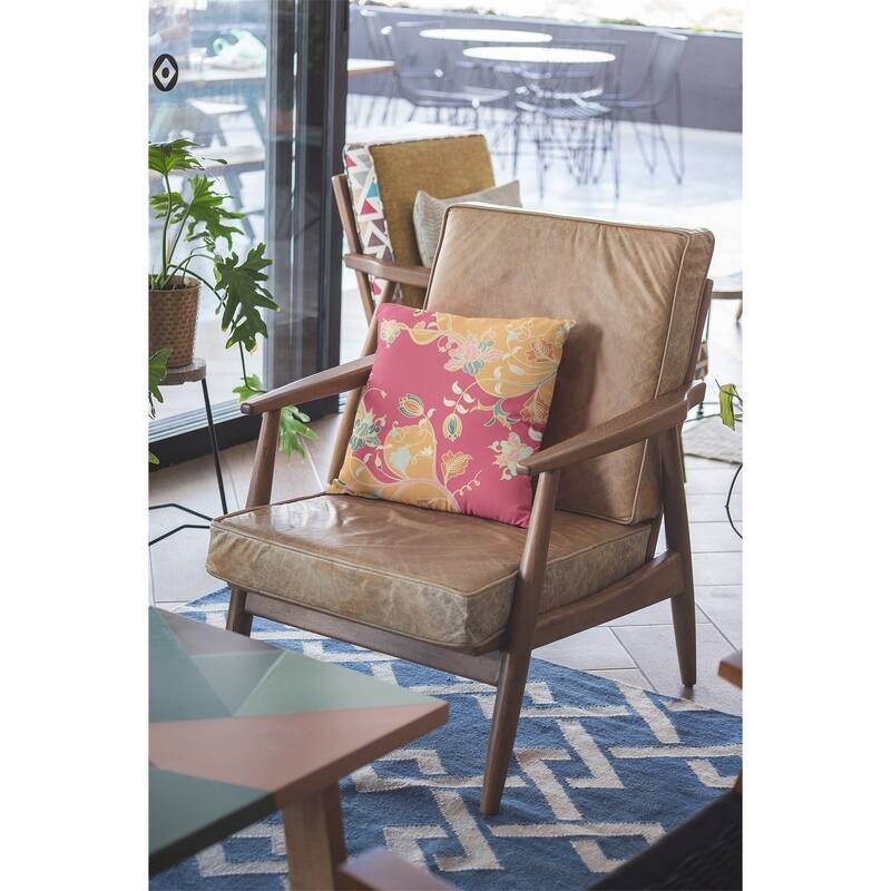 18" Orange Red Garden Zippered Suede Throw Pillow
