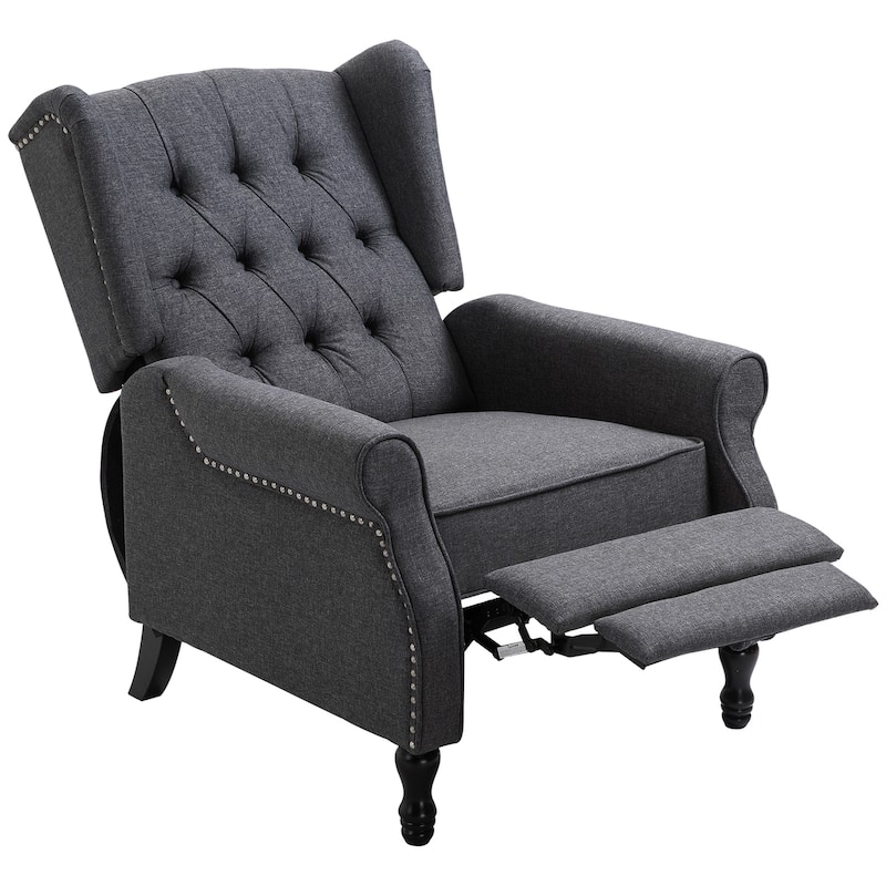 26" Tufted Recliner Chair with Footrest - Grey