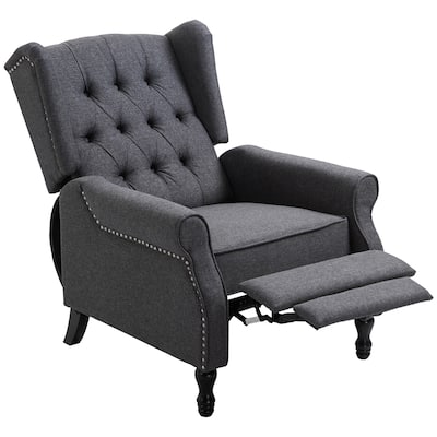 Modern 26" Upholstered Buttons Tufted Recliner Chair with Footrest and Solid Wooden Legs