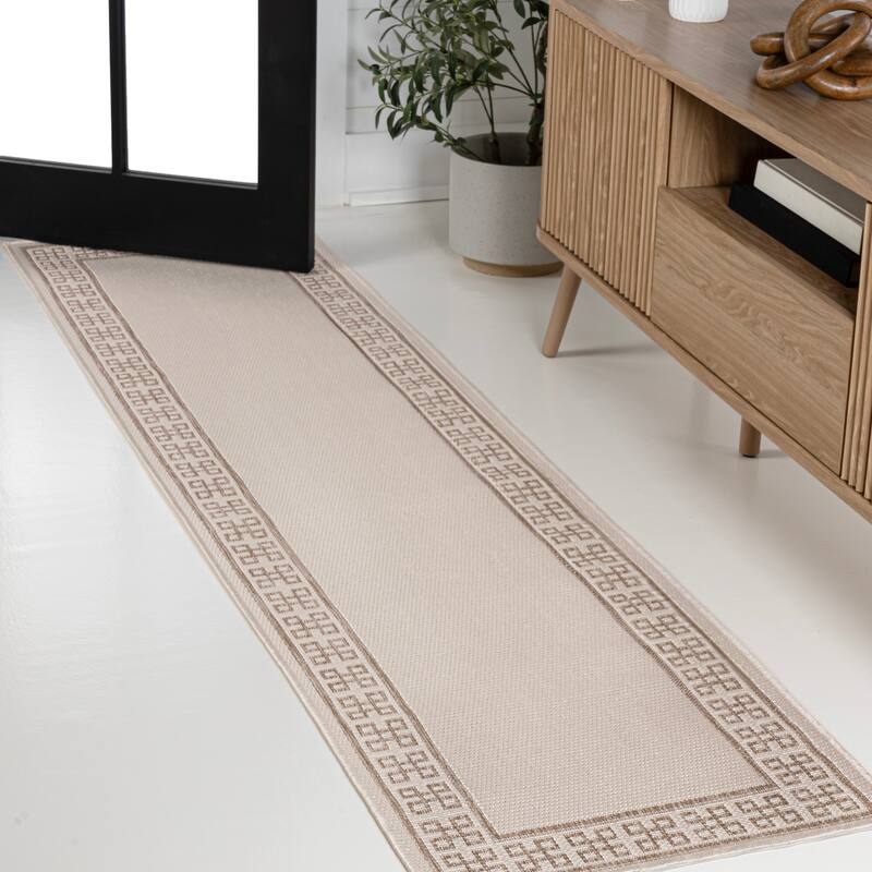 JONATHAN Y Alda Classic Geometric Border Indoor/Outdoor Area Rug