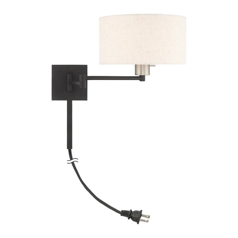 Livex Lighting 1-Light Drum Shade Swing Arm Wall Lamp, 40037