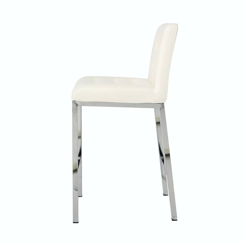 Modern High Stool with PU Seat and Metal Legs (Set of 2)