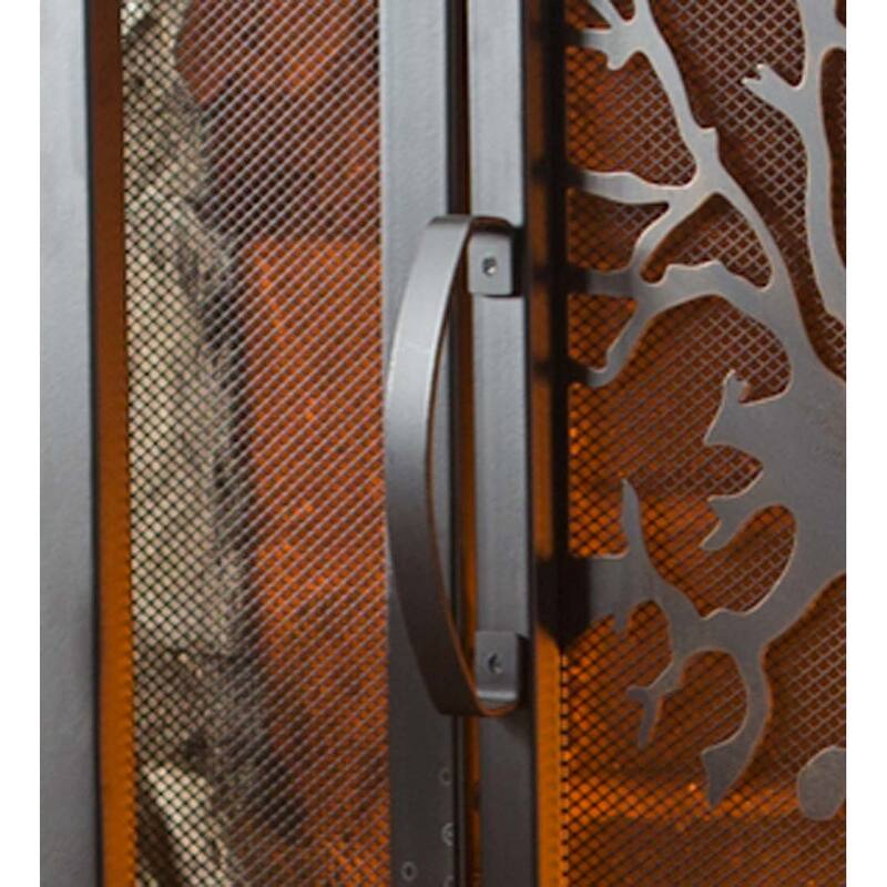 44" x 33" Tree of Life Fire Screen with Door - Black