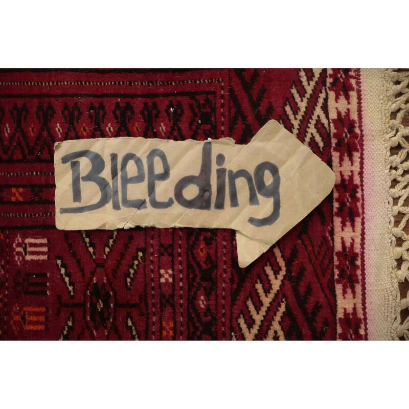 Hand Knotted Oriental 100% Wool Carpet Traditional Geometric Red Bokhara Area Rug - 5' 11'' X 4' 4''