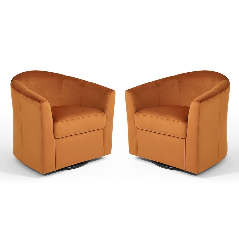Set of 2 Velvet Swivel Accent Chairs Barrel Chairs with Plush Cushion