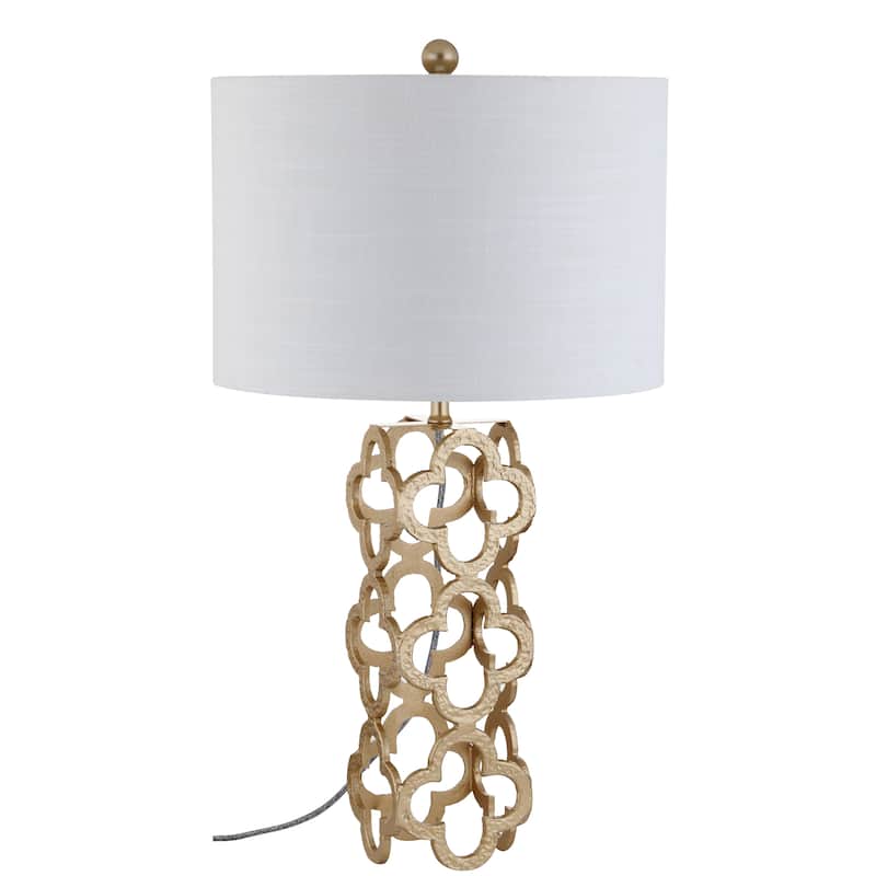 Atomic 26.5" Metal Quatrefoil LED Table Lamp, Gold by JONATHAN Y