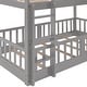 preview thumbnail 12 of 42, Twin Over Twin Bunk Bed with Removable Floor Bed and Bottom Guardrails, Fun Kids Loft Bed Frame with Ladder and Slide