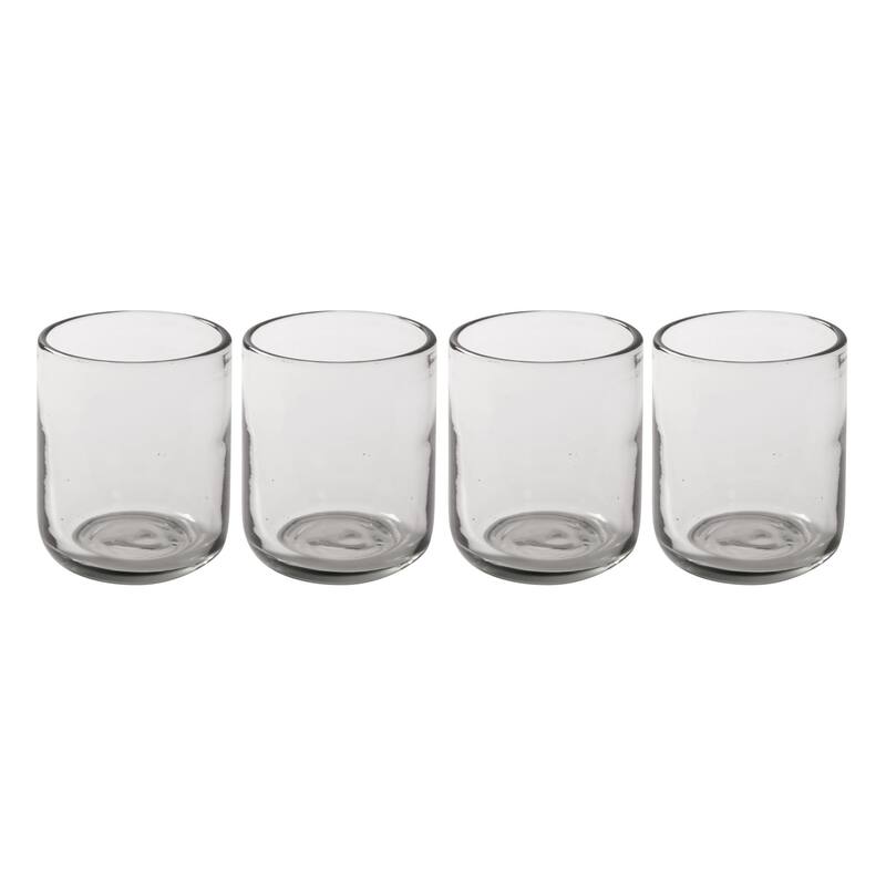Bloomhouse Sayulita Spring 8 Piece Hand Made 16 OZ Amber Glass Double Old Fashioned Set W/ Coasters