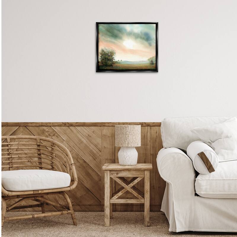 Stupell Sunrise over Pastoral Field Framed Floater Canvas Wall Art Design By Ashley Davis