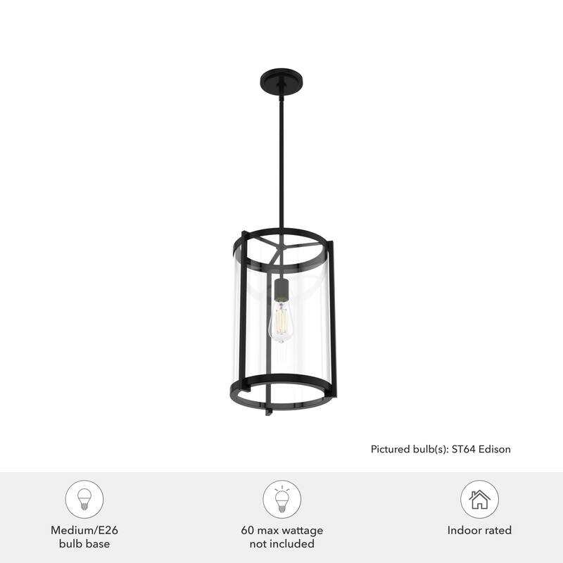Hunter Astwood 1-Light Pendant - Kitchen Island, Dining Room, Entry - Art Deco, Contemporary, Clear Glass