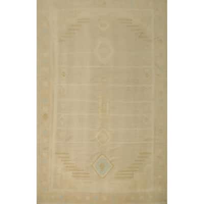 Hand Woven Oriental 100% Wool Carpet Southwestern Tribal Beige & Ivories Kilim Area Rug - 10' 2'' X 7' 9''