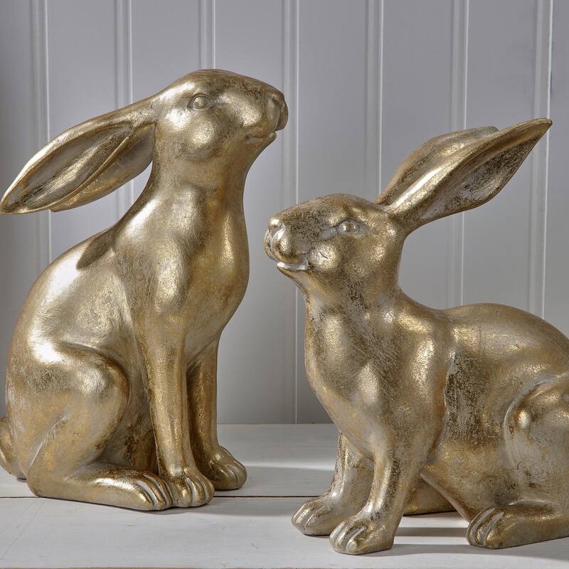 9" Resin Golden Bunny