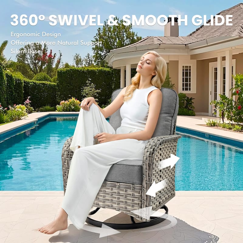 XIZZI Outdoor Patio Furniture Sectional Set with Swivel Chairs