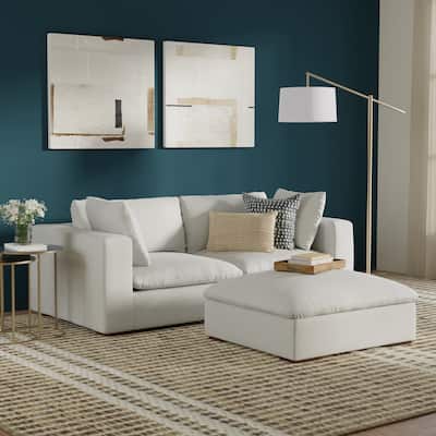 WYNDENHALL Marlee 2-Seater Modular Sofa and Ottoman Set in Velvety Chenille Performance Fabric