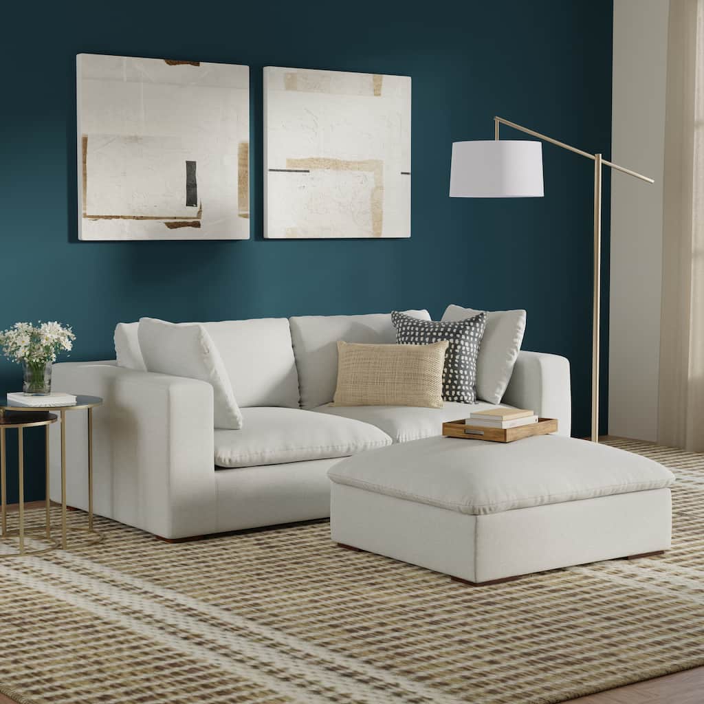 WYNDENHALL Marlee 2-Seater Modular Sofa and Ottoman Set in Velvety Chenille Performance Fabric