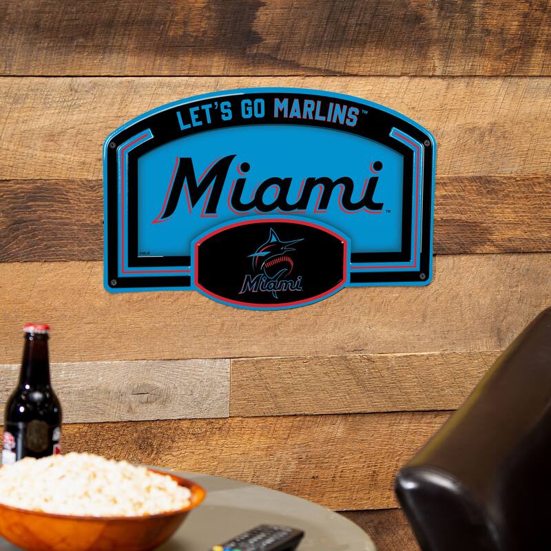 Miami Marlins Embossed Steel Wall Sign, 11" x 17"
