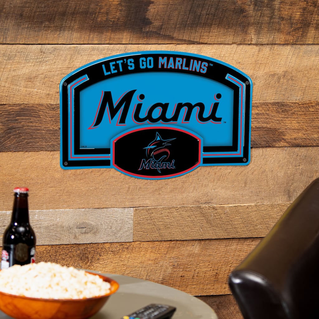 Miami Marlins Embossed Steel Wall Sign, 11" x 17"