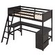 preview thumbnail 25 of 50, Twin Size Wooden Loft Bed With Shelves and Desk for Home