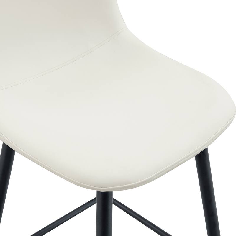 Modern PU Bar Chair Set Two Pieces with Rounded Backrest, Waterproof Cat Paw Leather, Metal Legs for Bars, Living Room