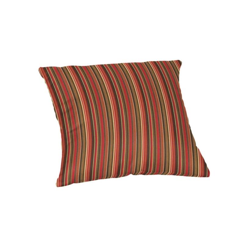 Sunbrella Stripe Fabric 1-Piece Indoor/Outdoor Square Throw Pillow, 18"W x 18"L - Dorsett Cherry