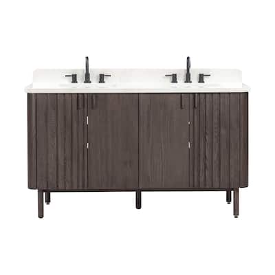 Avanity Blakely 61 in. Vanity Combo in Brown Oak finish with Calacatta Quartz Top