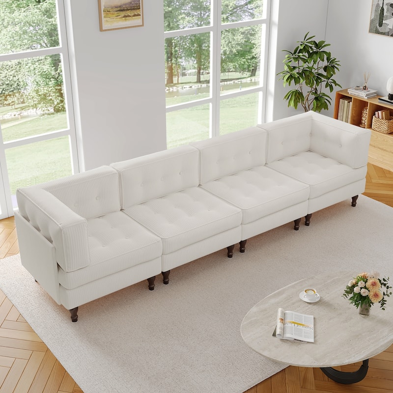 UIXE 4-Piece Corduroy Upholstered Modular Sectional Sofa for Living Room