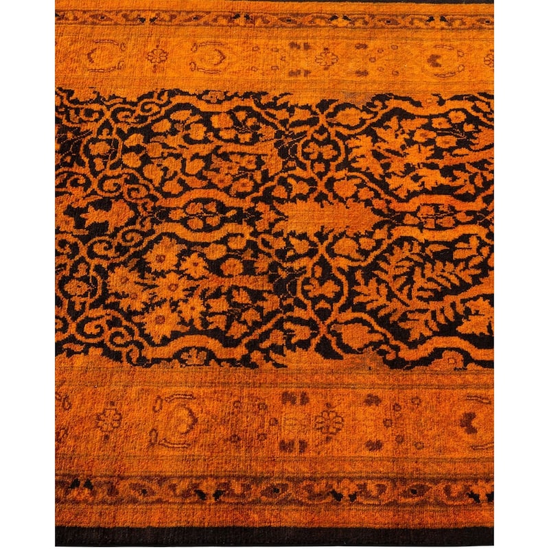 Overton Hand Knotted Wool Vintage Inspired Modern Contemporary Overdyed Orange Runner Rug - 2' 4" x 9' 7"