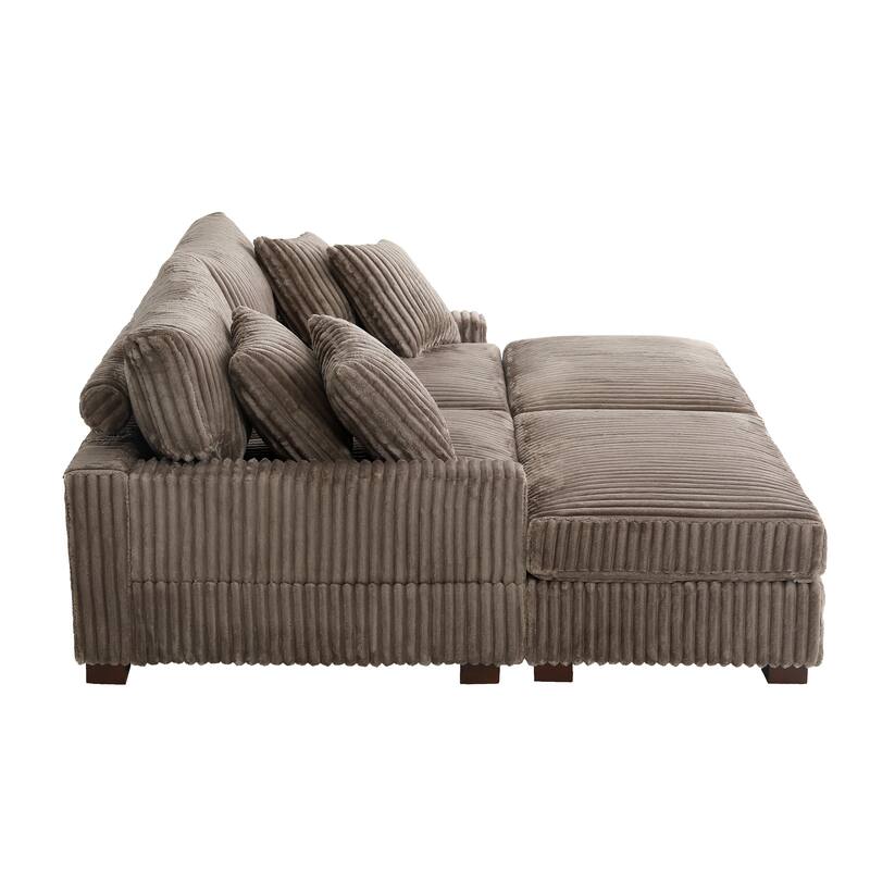 83.4" W Upholstered Sectional Modular Sofa with 2 Ottoman