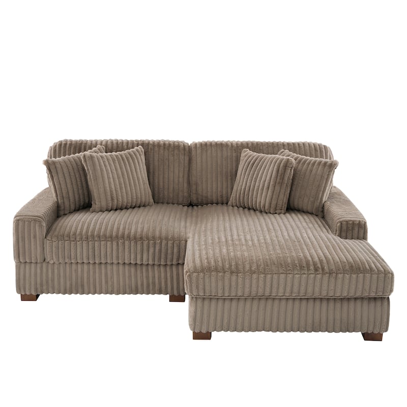Upholstered Chenille Velvet L Shaped Couch Modular Sofa With Chaise Lounge