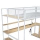 preview thumbnail 10 of 28, Metal Loft Bed Twin Size Bed Frame with Long Desk and Several Storage Shelves Under the Bed, Controllable LED & Charging Station