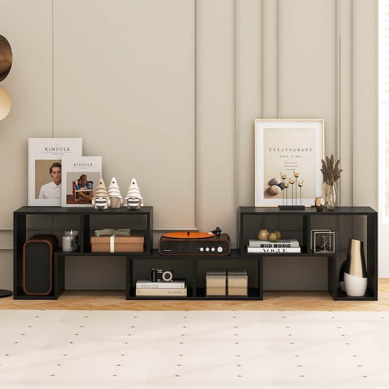 3 Pieces TV Stand Console Entertainment Center for TVs up To 65 Inch with Bookcase Shelves - 26.5" x 12" x 17" (L x W x H)