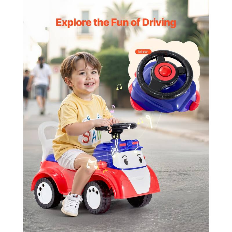 Kids Ride-On Toy with Music and Storage, 55 lbs Capacity - 24.4 x 10.8 x 15.6 in