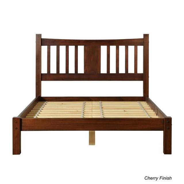 Grain Wood Furniture Shaker Queen Slat Platform Bed solid wood