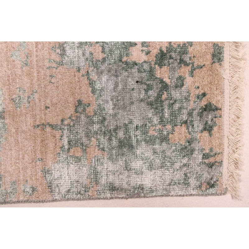 ECARPETGALLERY Hand-knotted Legacy Dark Green, Tan Silk, Wool Rug - 2'7 x 19'6