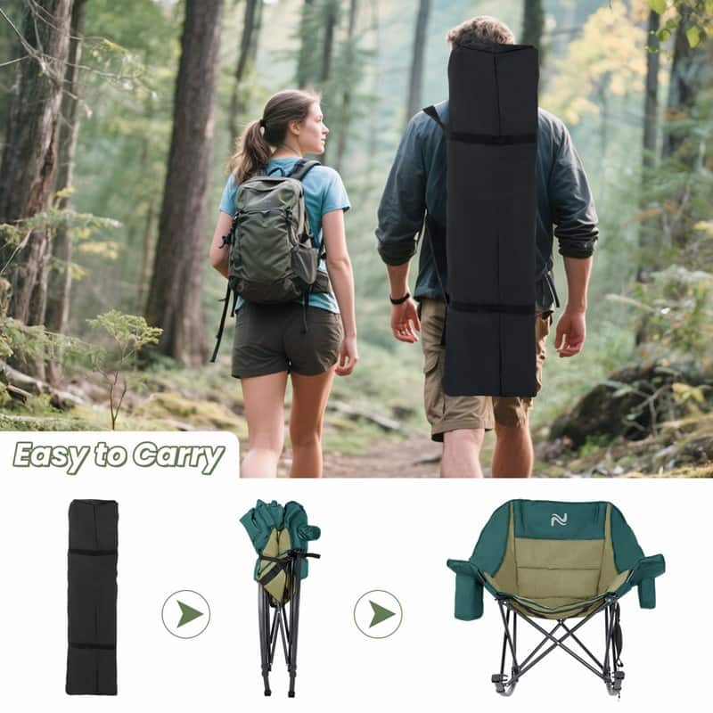 Oversized Rocking Camping Chair for Adults, Cup Holder, Carry Bag