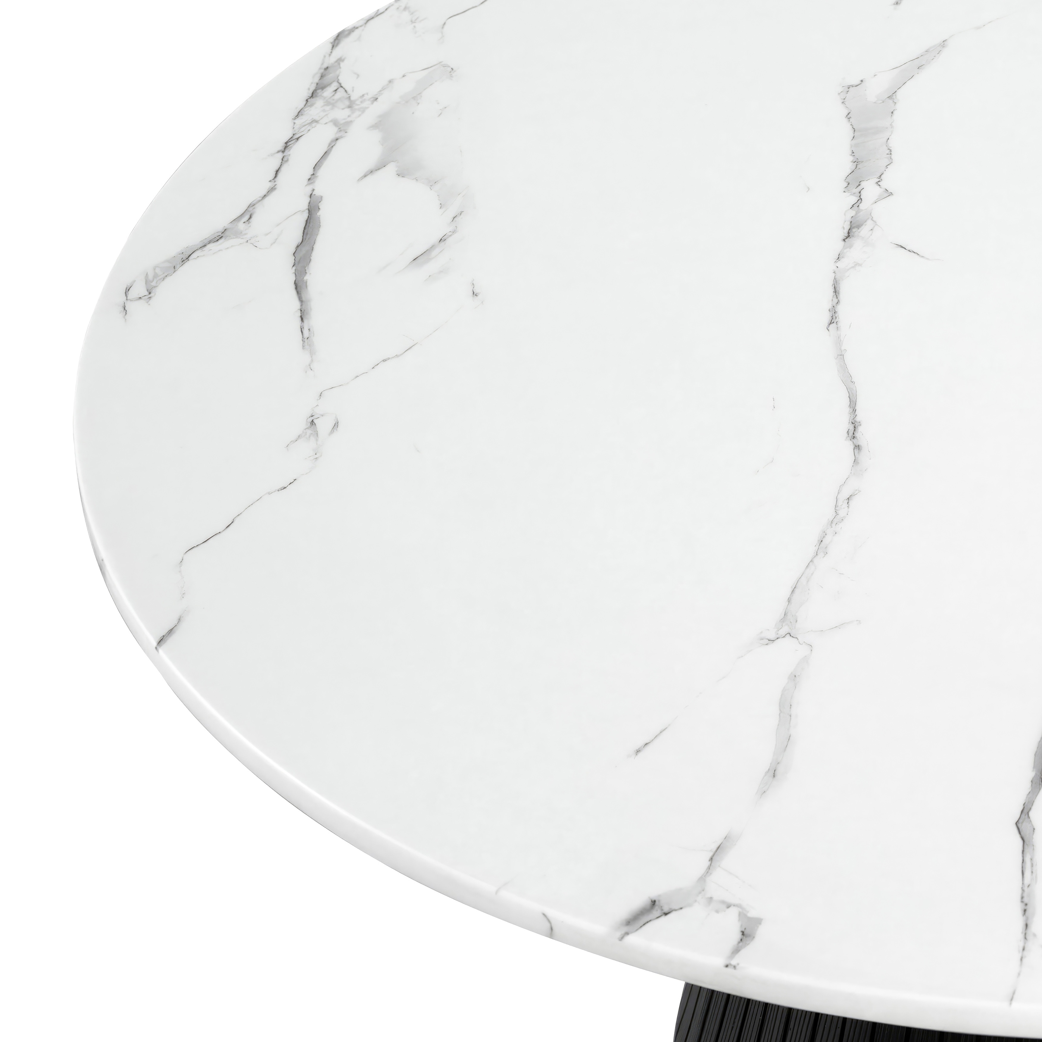 Modern White & Black Faux Marble Round Coffee Table