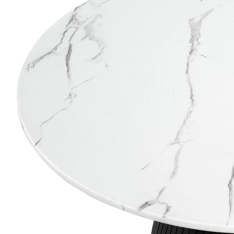 Furniture of America Tonix Modern White and Black Round Faux Marble Top Coffee Table